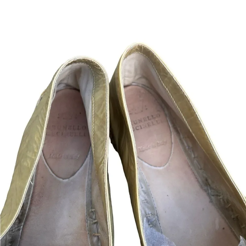 BRUNELLO CUCINELLI Green Patent Leather Espadrilles 36.5